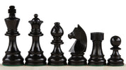 Pièces d'échecs German Knight en bois de buis teinté et naturel - Taille 4,00''