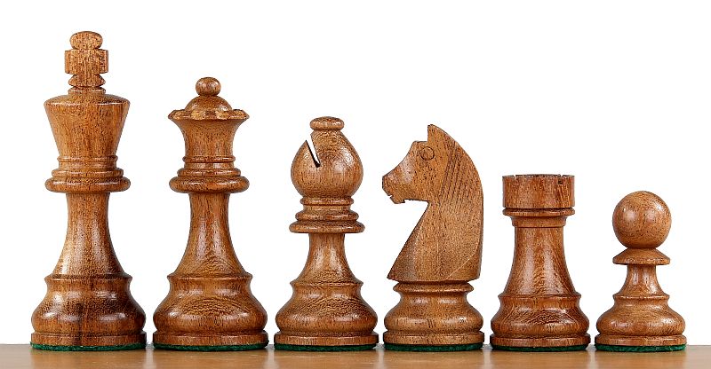Pièces d'échecs German Knight en bois d'acacia et de buis - Taille 4,00 - Pièces d'échecs German Knight en bois d'acacia et de buis - Taille 4,00