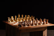 Pièces d'échecs Zagreb en bois d'acacia et de buis - Taille 3,75''