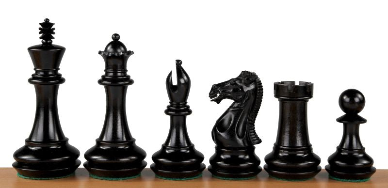 Pièces d'échecs Champfered Base Ebony en bois d'ébène et de buis - Taille 4,,00'' - Pièces d'échecs Champfered Base Ebony en bois d'ébène et de buis - Taille 4,,00''