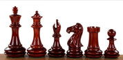 Pièces d'échecs Champfered Base Red en bois de padouk et de buis - Taille 4,00''