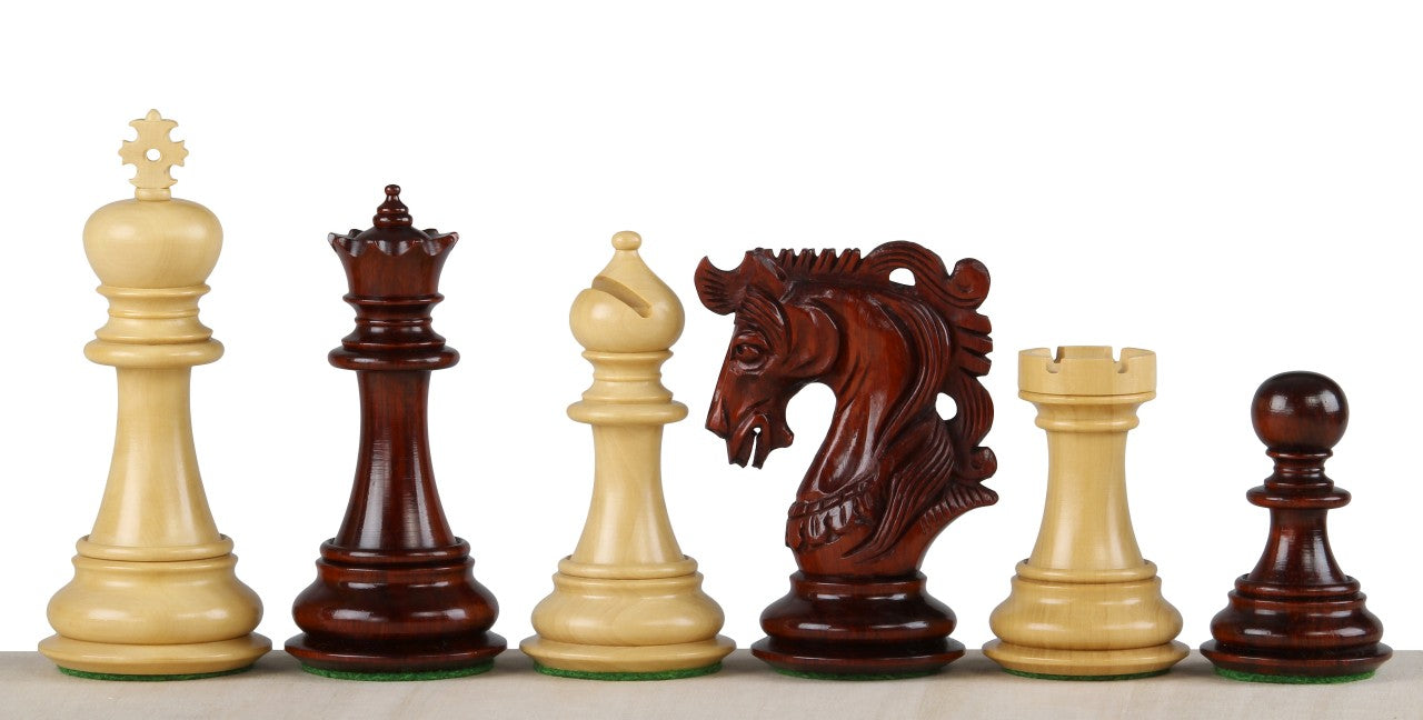 Pièces d'échecs Elvis Redwood en bois de padouk et de buis - Taille 4,25'' - c006e01611c6de985f47f534905389e8