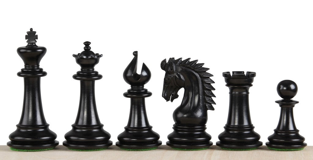 Pièces d'échecs Sheikh Ebonized en bois de buis teinté et naturel - Taille 4,00'' - Pièces d'échecs Sheikh Ebonized en bois de buis teinté et naturel - Taille 4,00''