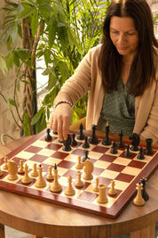 Pièces d'échecs Gambit de la Reine 1957 Ebony en bois d'ébène et buis - Taille 4,00''