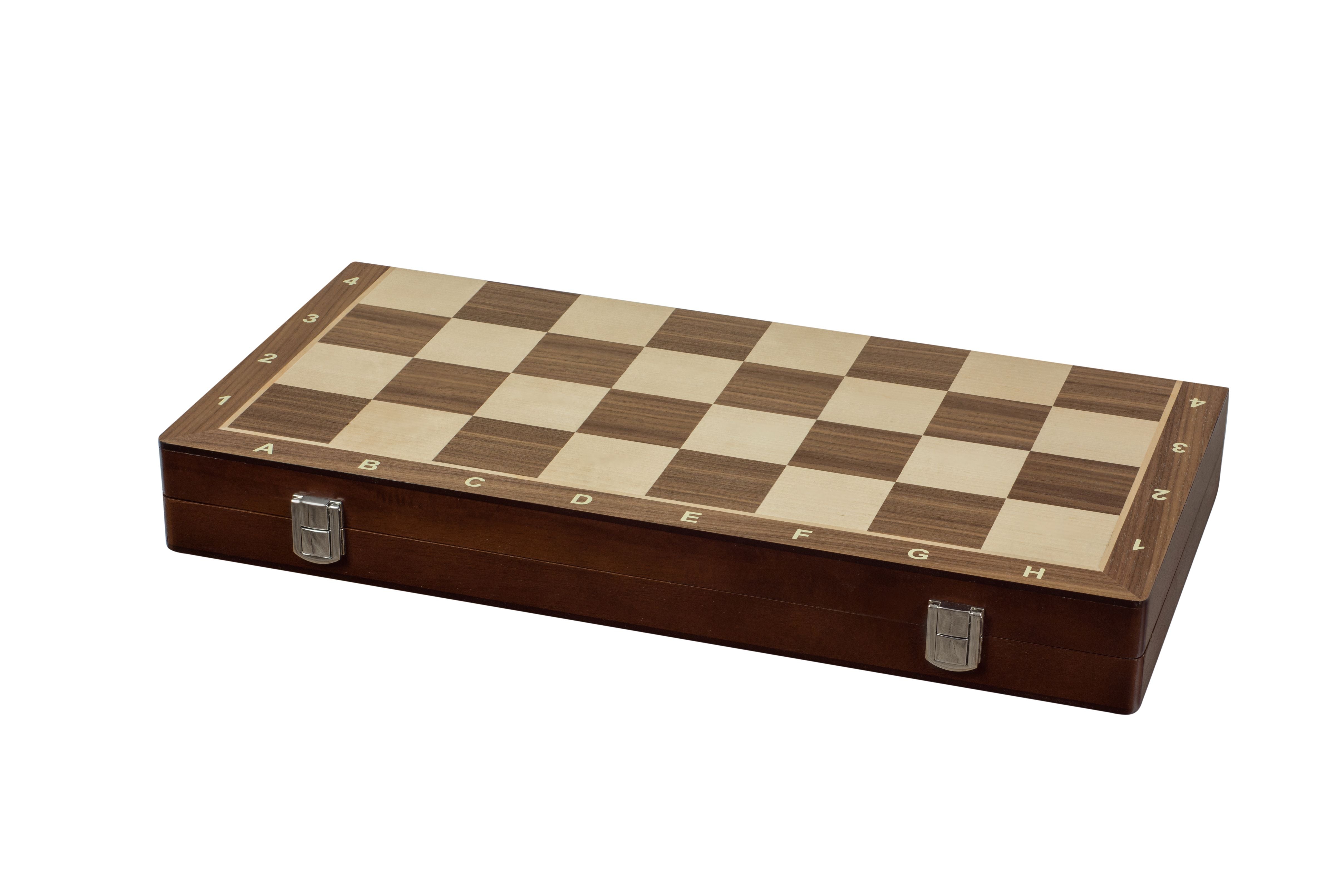 Coffret en noyer / érable pour pièces d'échecs avec hauteur de roi jusqu'à 90-96 mm - 77783baa04174bfa9f2c061494341d43