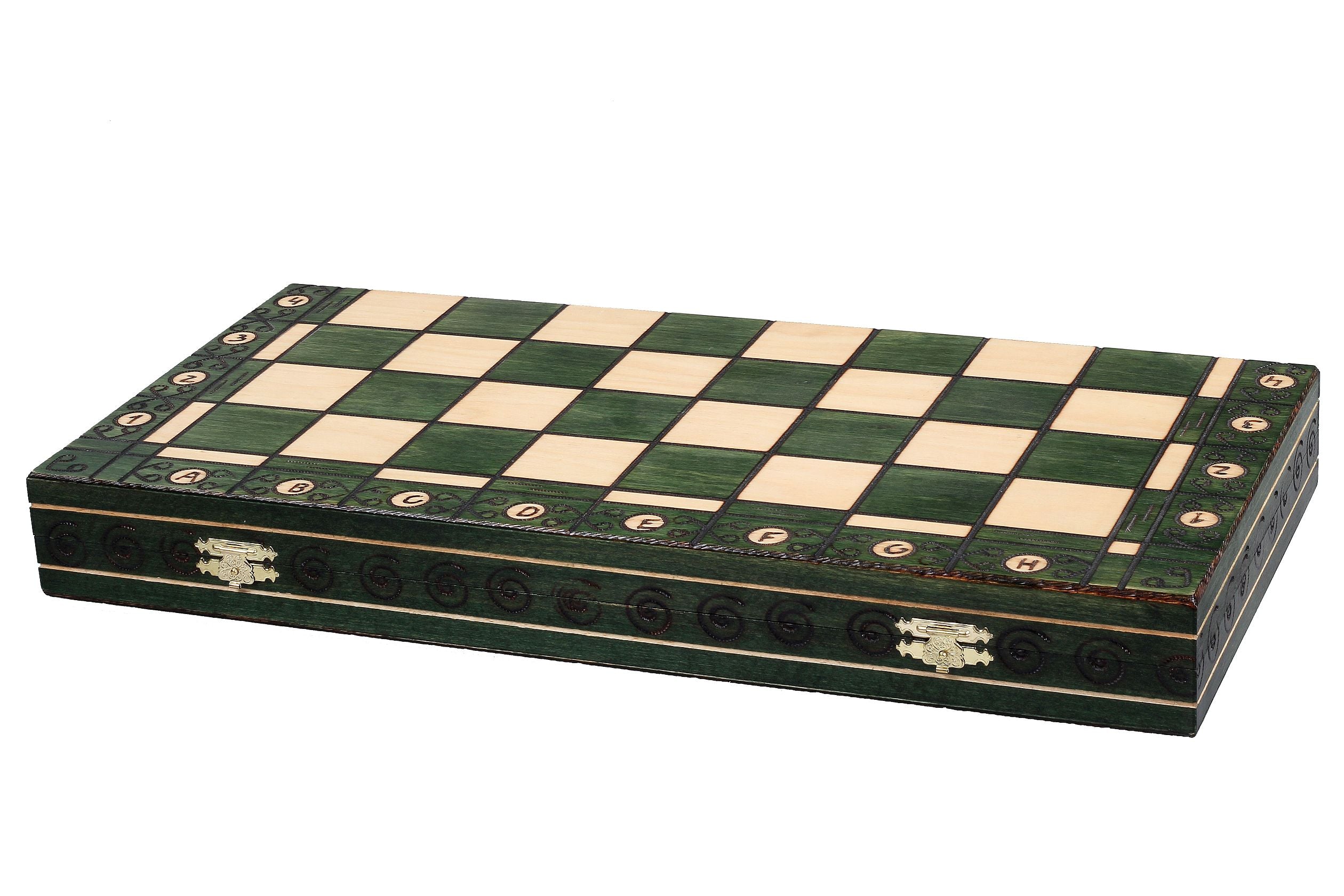Jeu d'échecs AMBASSADEUR Green en bois de charme, de grande taille (54 x 54cm) - Ensemble Complet - c6df817998ad9360565720e1456f119f