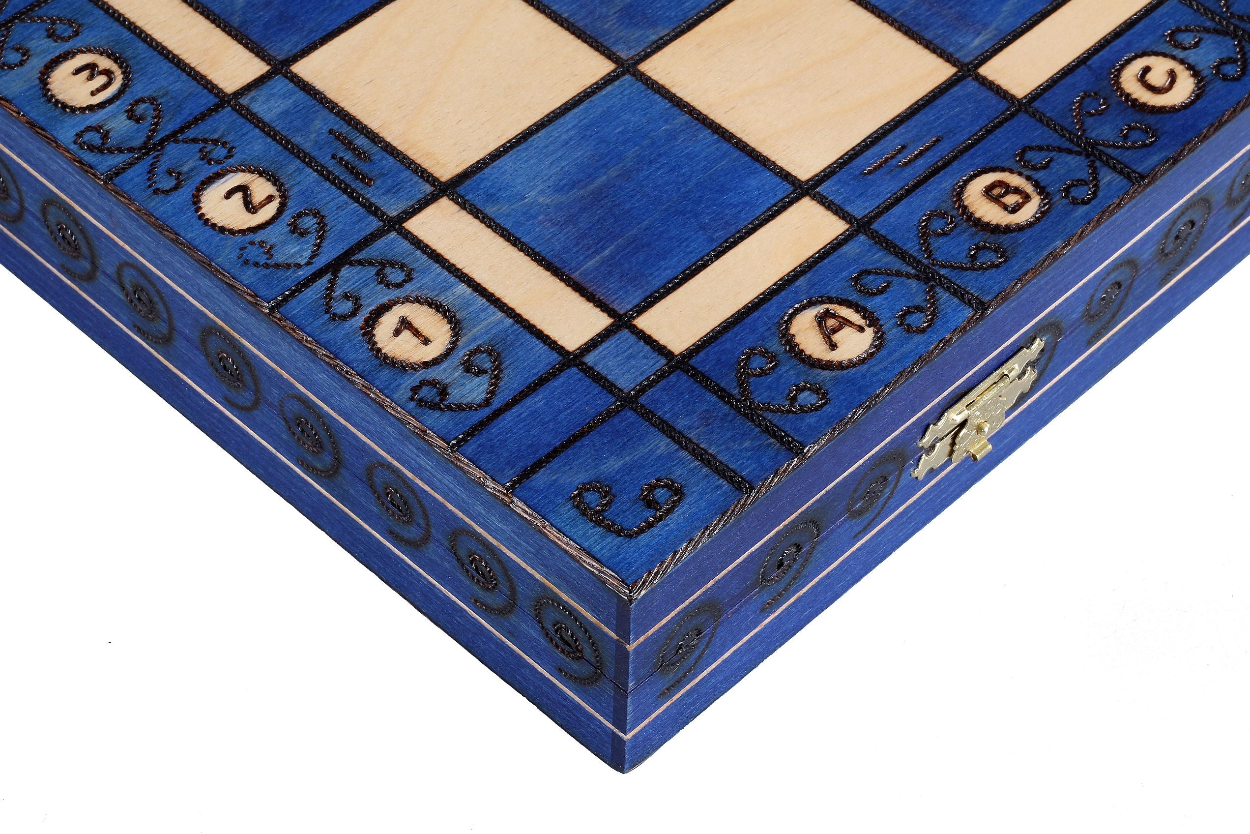 Jeu d'échecs AMBASSADEUR Blue en bois de charme, de grande taille (54 x 54cm) - Ensemble Complet - Jeu d'échecs AMBASSADEUR Blue en bois de charme, de grande taille (54 x 54cm) - Ensemble Complet