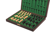 Les pièces d'échecs en bois STAUNTON de taille 5 avec le coffret luxe en bois teinté noir
