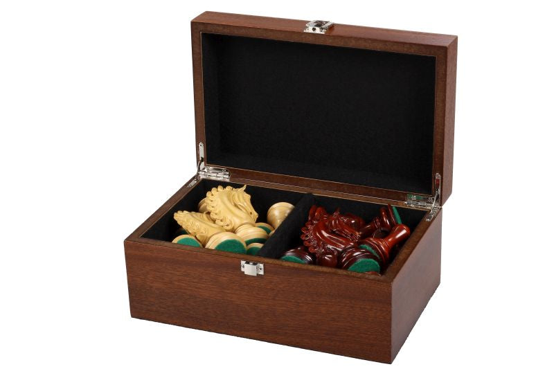 Boîte de rangement Luxe en bois de sapele (acajou) pour pièces d'échecs de taille 4,00'' - fb4ff608bc7a6ee9e10d2ac1f73a3223