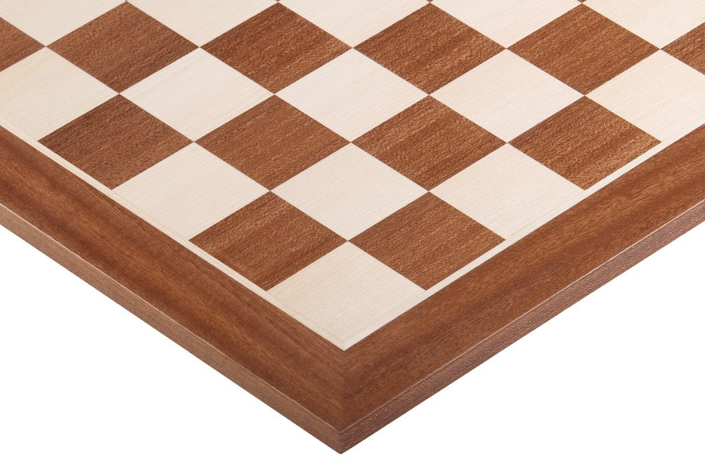 Échiquier en marqueterie de bois d'acajou et sycomore  + Pièces d'échecs Timeless Acacia - Ensemble de taille 6 - Échiquier en marqueterie de bois d'acajou et sycomore  + Pièces d'échecs Timeless Acacia - Ensemble de taille 6