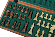 Jeu d'échecs de tournoi avec les pièces French en bois d'acacia et de buis de taille 5 (48x48cm) - L'ensemble complet
