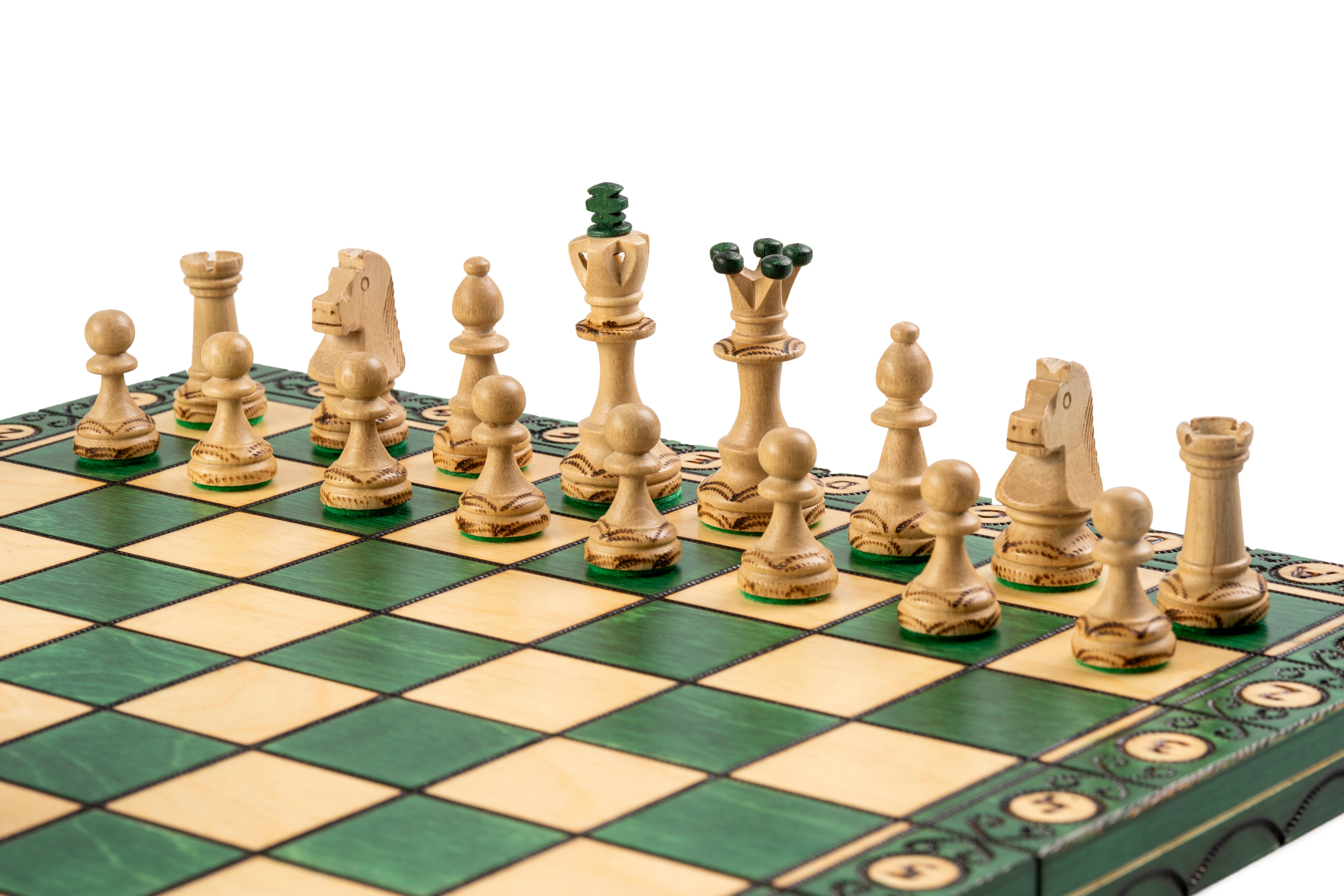 Jeu d'échecs SENATEUR Green en bois de charme, de taille moyenne (41 x 41cm) - Ensemble Complet Vert - c9574f03eb896401296bc6795ec898e9