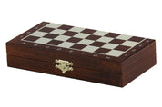 Jeu d'échecs School MINI Brown en bois de charme, pliant, de petite taille (20 x 20cm) - Ensemble Complet