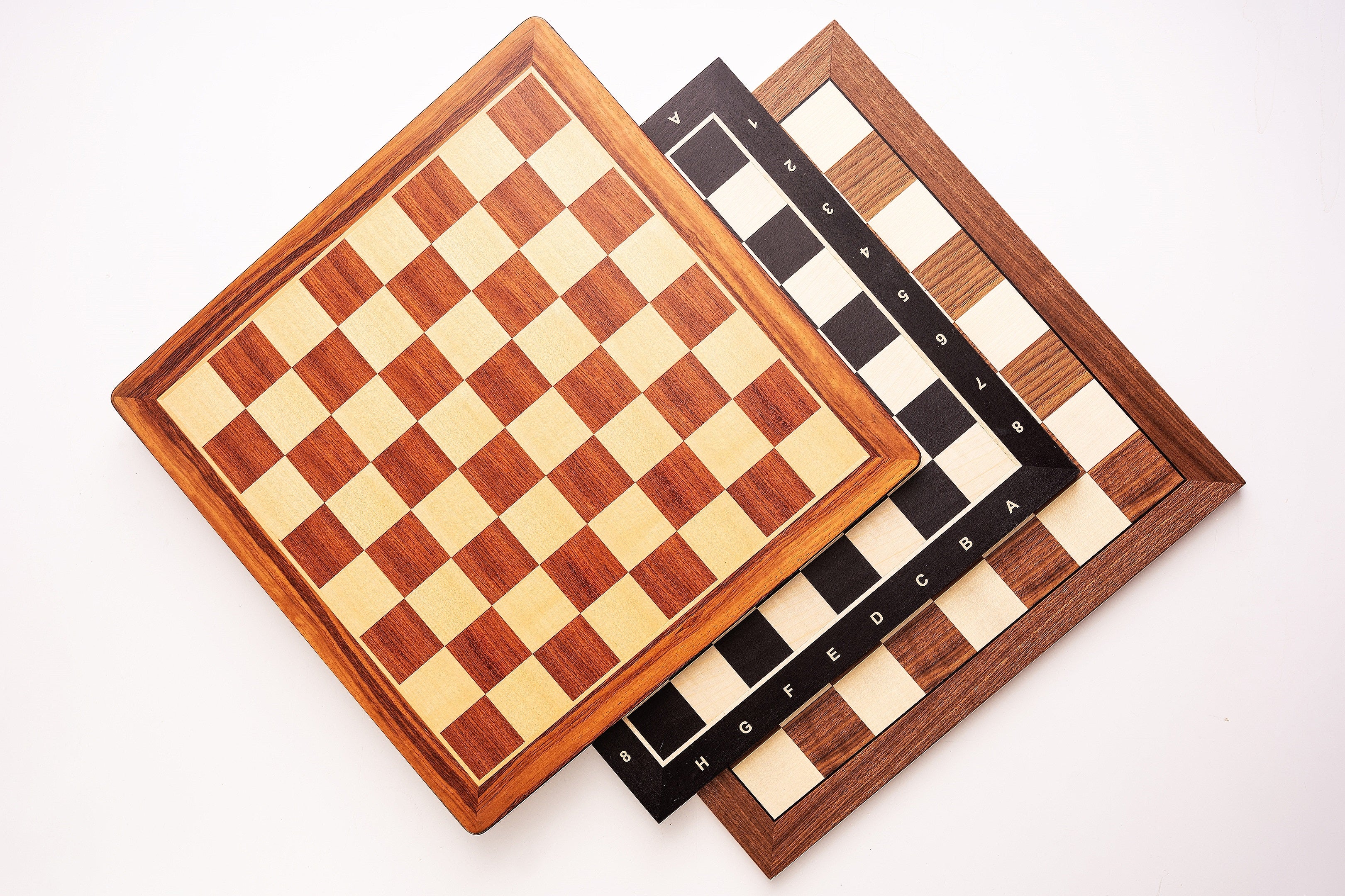 Echiquier en marqueterie de bois de noyer et sycomore - échiquier classique de Taille 5 - Echiquier en marqueterie de bois de noyer et sycomore - échiquier classique de Taille 5