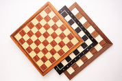 Echiquier avec coordonnées en marqueterie de bois de noyer et sycomore - échiquier luxe de Taille 5 avec une bande noire séparant les cases et les bords