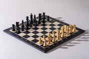 Pièces d'échecs French en bois de buis teinté et naturel - Taille 3,75''