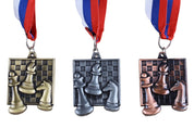 Médaille Echecs carrée de 43x48mm  - Médaille d'argent