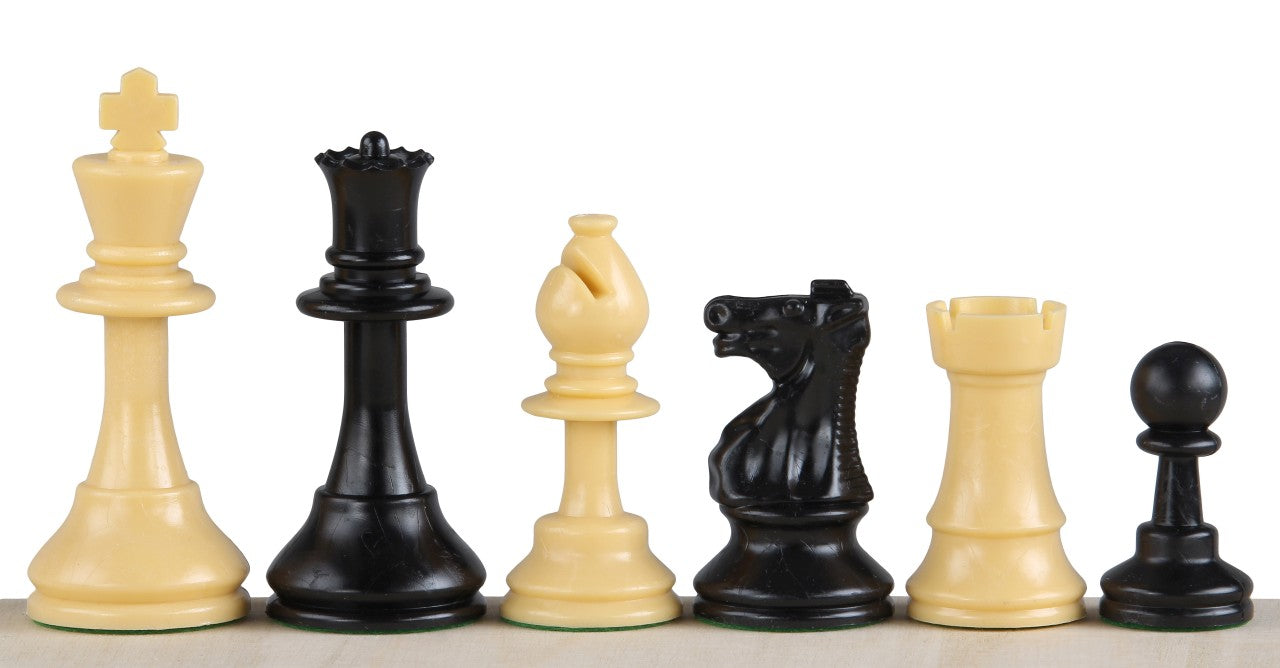 Club Staunton chess pieces No. 6, cream/black (king 96 mm) - Club Staunton chess pieces No. 6, cream/black (king 96 mm)