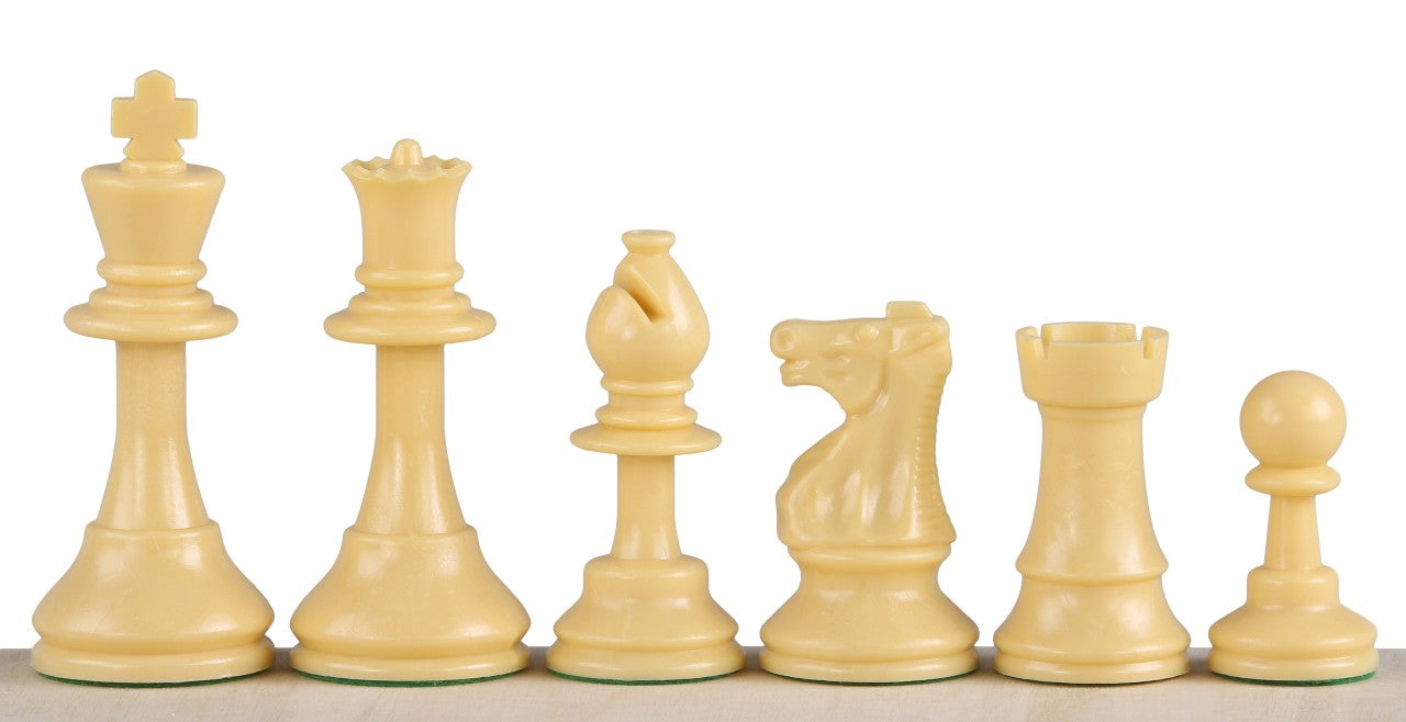 Pièces d'échecs plastique feutrées - pièces blanches et crème de taille 6 - 122ee3cca27ea6f500aad0b2a82784fd