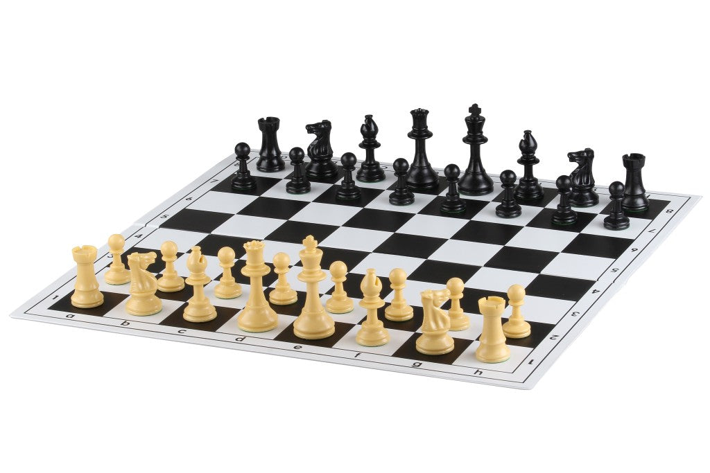 Pièces d'échecs plastique feutrées - pièces blanches et crème de taille 6 - 76d4e8e101f20a17f31bbe923187e8c6