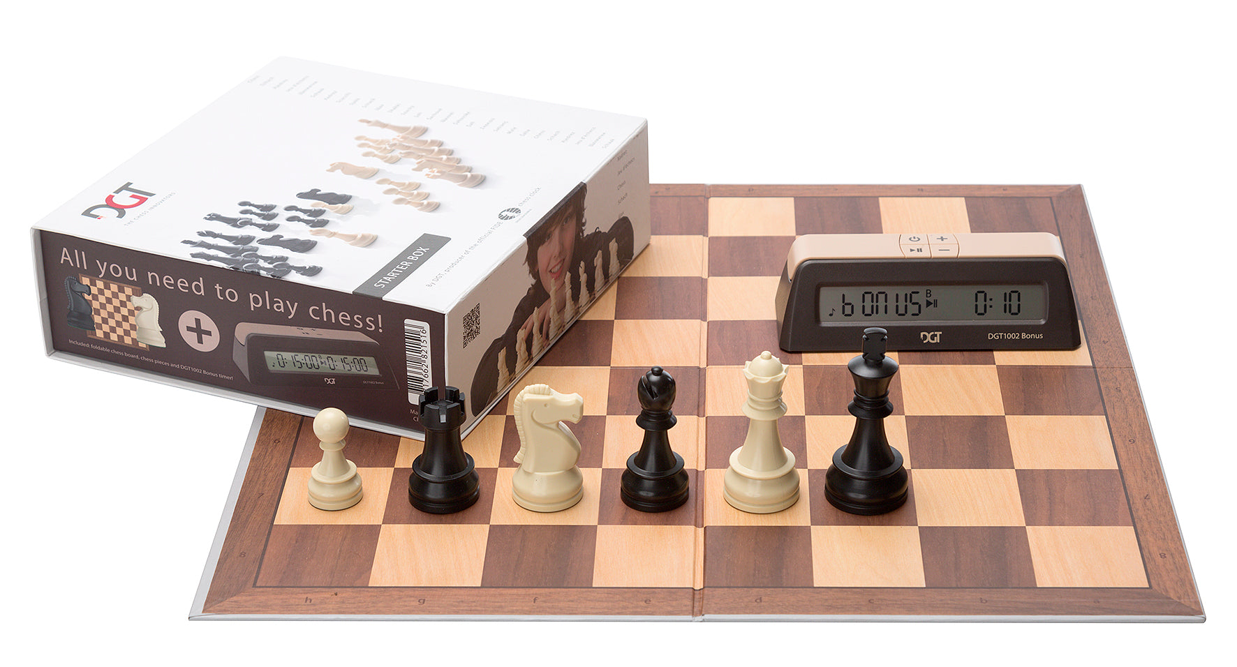 Coffret échecs DGT Chess Starter - Box Brown (pièces + échiquier +pendule) - fe854fd26b975cb9a8092926fac73a5b