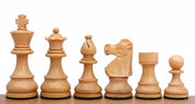 Pièces d'échecs French en bois de buis teinté et naturel - Taille 4,00''