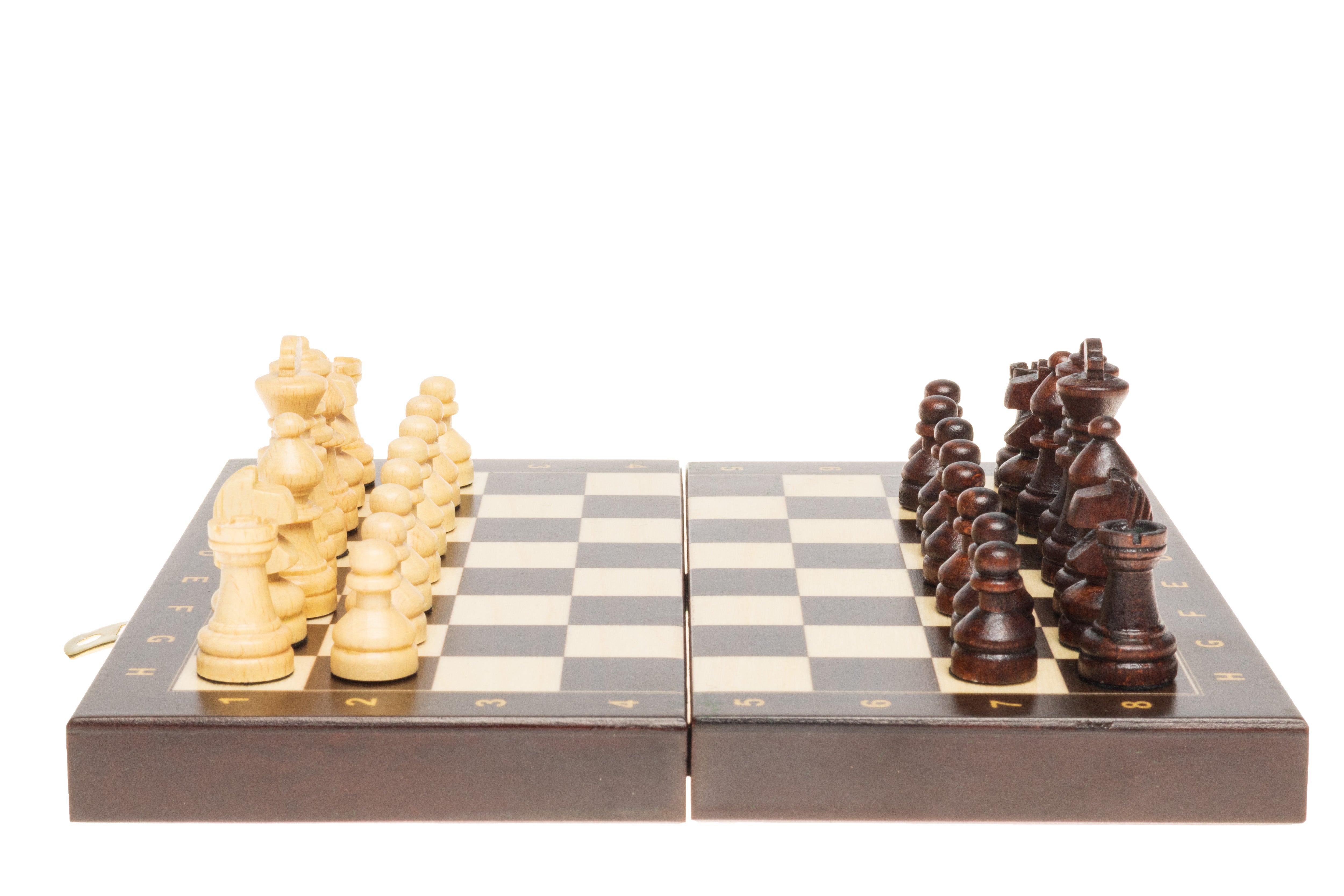 Jeu d'échecs School Mini en bois de charme, de petite taille  (20 x 20 cm) - Ensemble Complet Marron - 9870246282702de2c20aef4fb361da46