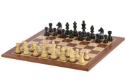Échiquier en marqueterie de bois d'acajou et sycomore  + Pièces d'échecs Timeless Ebonized - Ensemble de taille 6