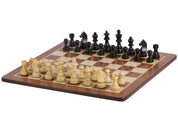 Échiquier en marqueterie de bois de padouk et érable  + Pièces d'échecs Timeless Ebonized - Ensemble de taille 6