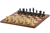 Échiquier avec coordonnées en marqueterie de bois de padouk et sycomore  + Pièces d'échecs French Ebonized - Ensemble de taille 6