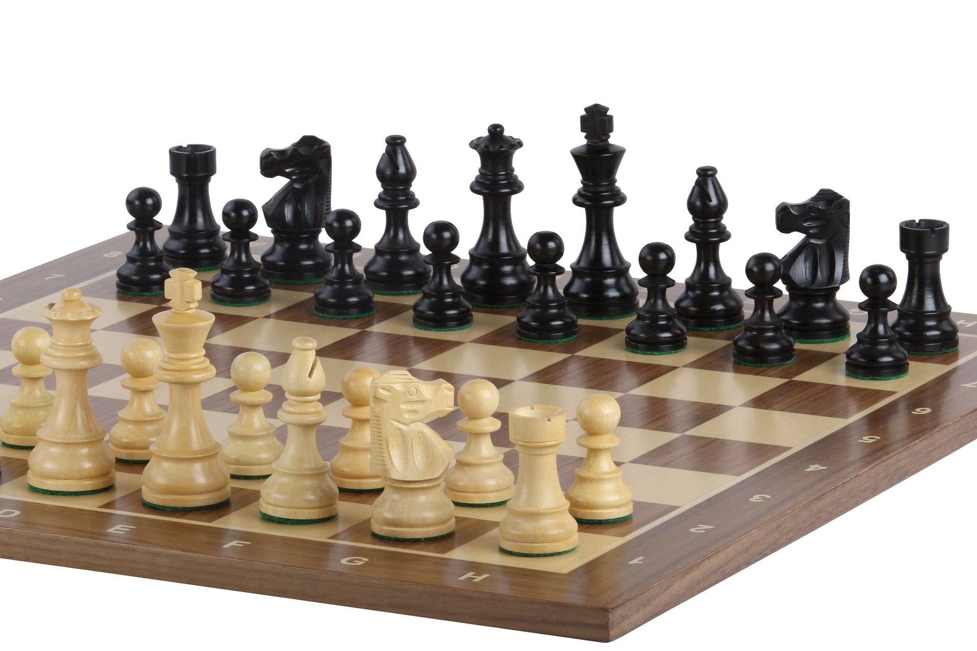 Échiquier avec coordonnées en marqueterie de bois de noyer et sycomore  + Pièces d'échecs French Ebonized - Ensemble de taille 5 - 349f47ad3dbd2d21dbf9b0ebf880e178