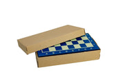 Jeu d'échecs School MINI Blue en bois de charme, pliant, de petite taille (20 x 20cm) - Ensemble Complet