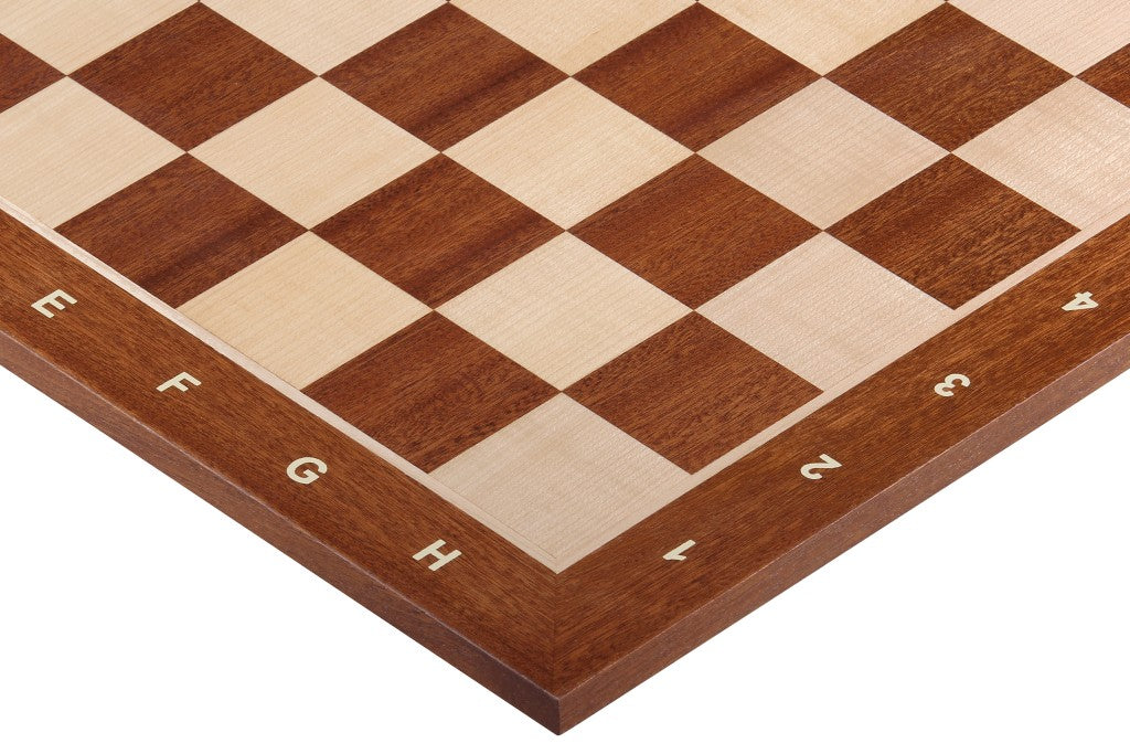 Echiquier en marqueterie de bois d'Acajou et Sycomore - échiquier classique de Taille 4 avec notation alphanumérique - Echiquier en marqueterie de bois d'Acajou et Sycomore - échiquier classique de Taille 4 avec notation alphanumérique