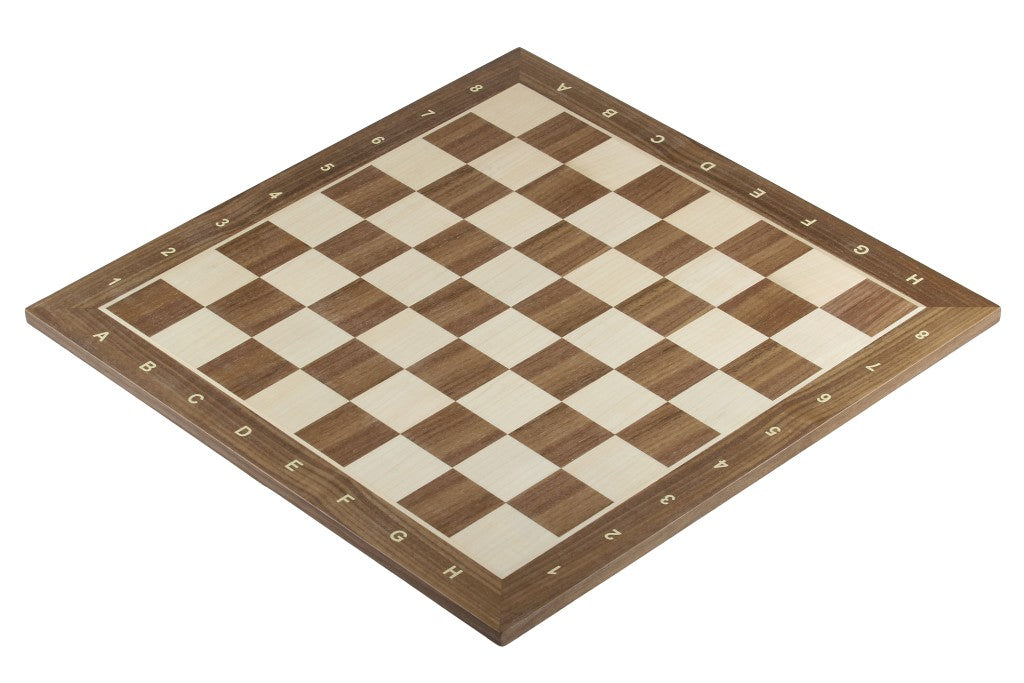 Echiquier en marqueterie de bois de noyer et sycomore - échiquier classique de Taille 4 avec coordonnées - Echiquier en marqueterie de bois de noyer et sycomore - échiquier classique de Taille 4 avec coordonnées
