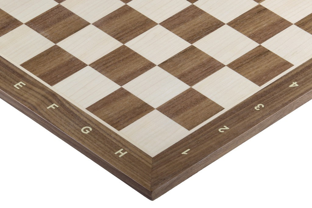 Echiquier en marqueterie de bois de noyer et sycomore - échiquier classique de Taille 5 - Echiquier en marqueterie de bois de noyer et sycomore - échiquier classique de Taille 5