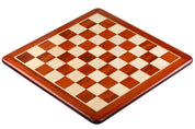 Échiquier Luxe avec les coins arrondis, en bois massif en marqueterie de bois de padouk et de buis (cases de 55x55mm) - échiquier de taille 5+ sans coordonnées