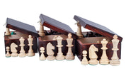 Les pièces d'échecs en bois STAUNTON de taille 7 avec la boîte de rangement en bois foncé