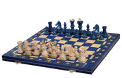 Juego de ajedrez de madera plegable con tablero azul 54 cm Valencia