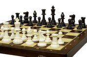 Jeu d'échecs d'entraînement de grande taille  - échiquier pliant en bois de taille 5 + pièces d'échecs en plastique de taille 6