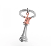 Porte clé - Dame Pièce échecs argentée et dorée
