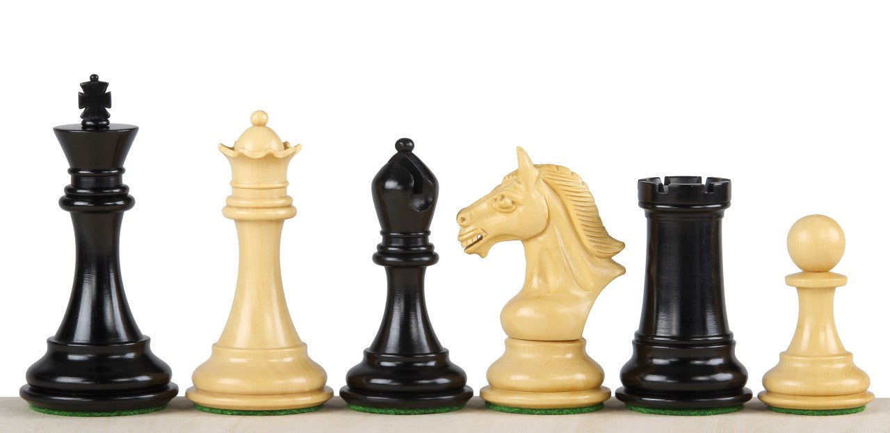 Pièces d'échecs Derby Ebony en bois d'ébène de buis - Taille 4,00'' - Pièces d'échecs Derby Ebony en bois d'ébène de buis - Taille 4,00''