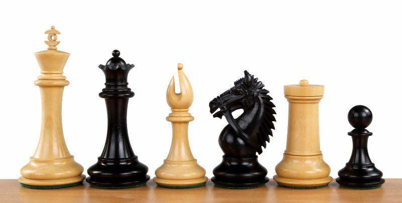 Pièces d'échecs Made in America Ebony en bois d'ébène et buis - Taille 4,00'' - Pièces d'échecs Made in America Ebony en bois d'ébène et buis - Taille 4,00''