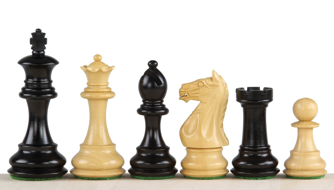 Pièces d'échecs Oxford en bois de buis teinté et naturel - Taille 3,50'' - Pièces d'échecs Oxford en bois de buis teinté et naturel - Taille 3,50''
