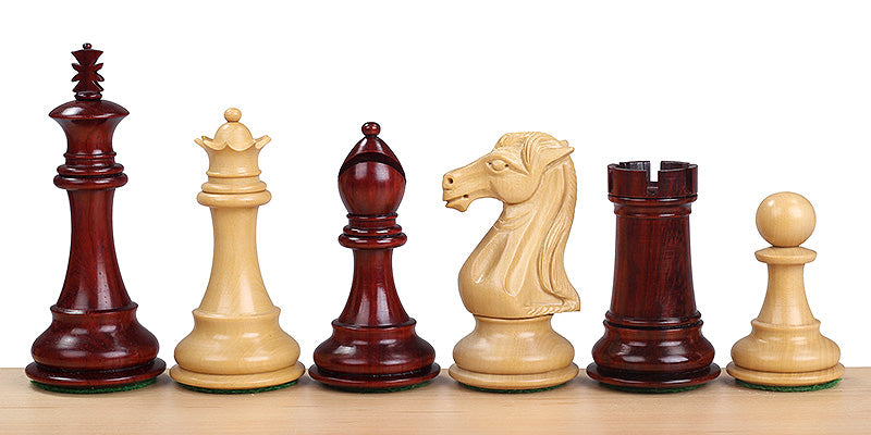 Pièces d'échecs Royal Knight Redwood en bois de padouk et buis - Taille 4,00'' - Pièces d'échecs Royal Knight Redwood en bois de padouk et buis - Taille 4,00''