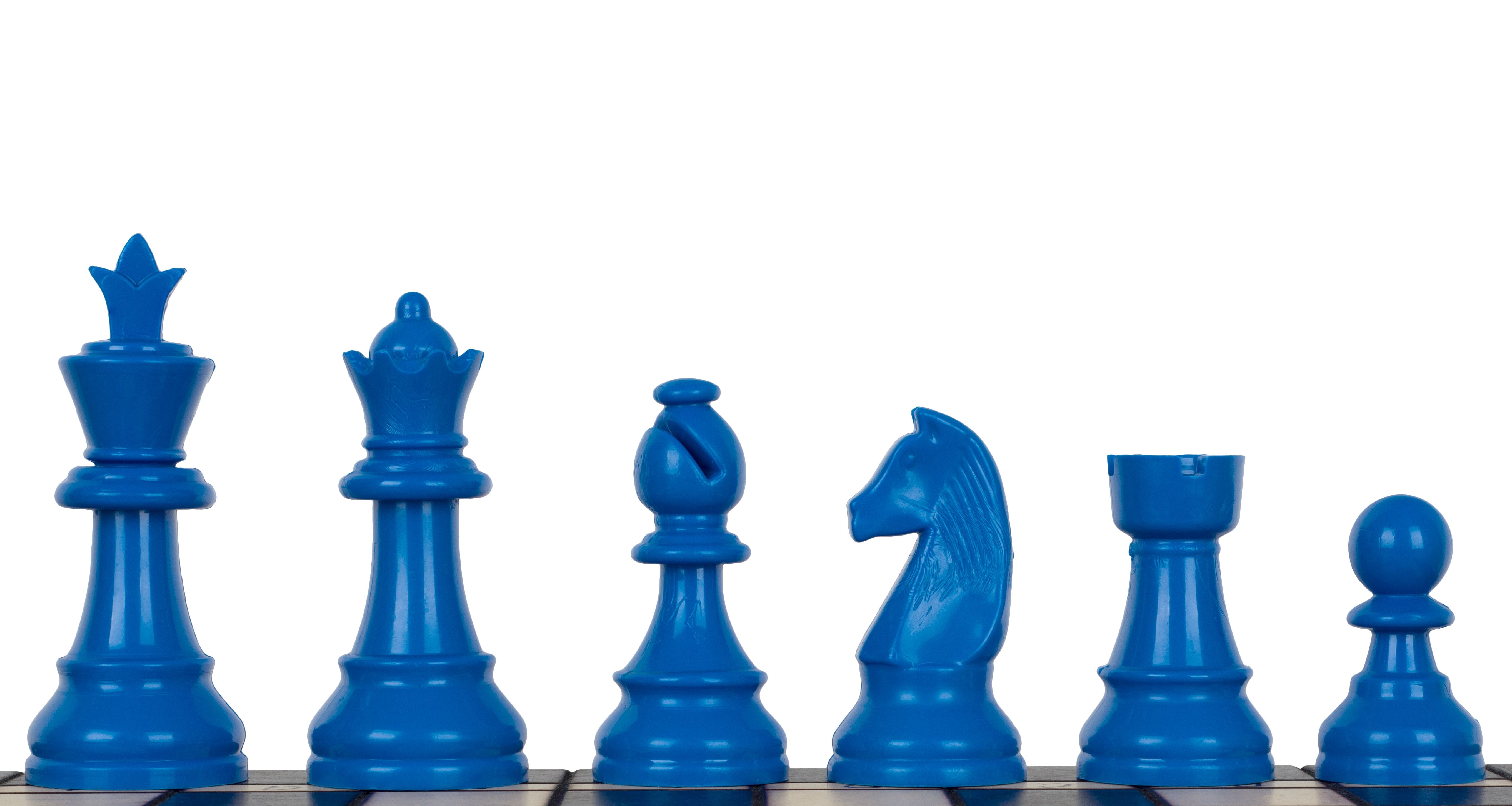 Staunton 6 chess pieces, plastic (king 95 mm) – blue - Staunton 6 chess pieces, plastic (king 95 mm) – blue