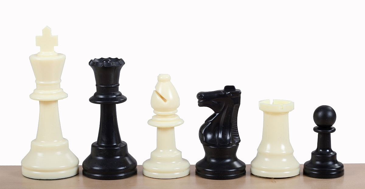 Pièces d'échecs plastique plombées et feutrées - pièces blanches et noires de taille 6 - Pièces d'échecs plastique plombées et feutrées - pièces blanches et noires de taille 6