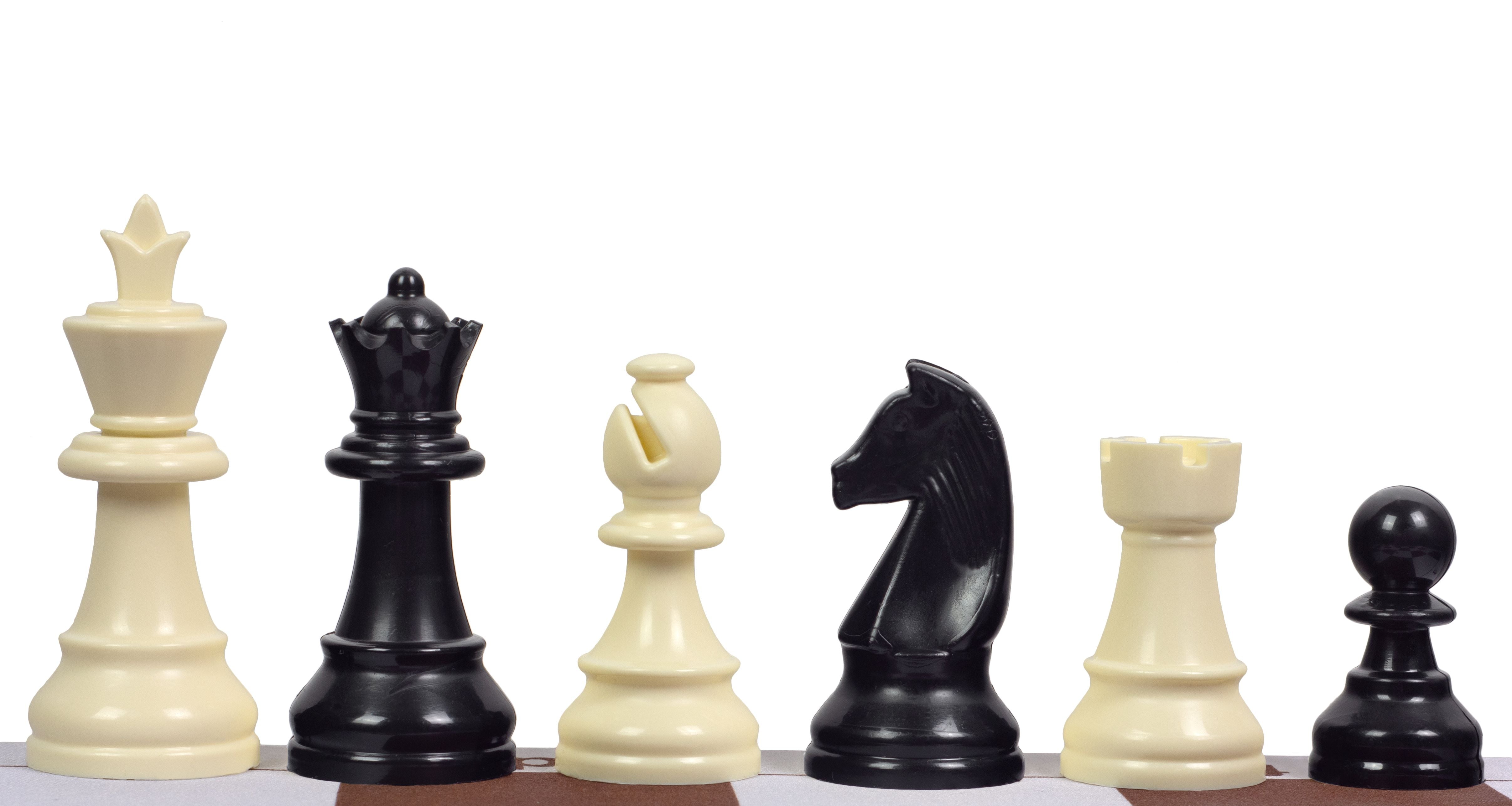 Pièces d'échecs en plastique Staunton, blanches et noires de taille 4+ (roi 85mm) - Pièces d'échecs en plastique Staunton, blanches et noires de taille 4+ (roi 85mm)