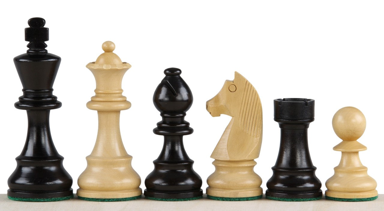 Pièces d'échecs German Knight en bois de buis teinté et naturel - Taille 3,00'' - Pièces d'échecs German Knight en bois de buis teinté et naturel - Taille 3,00''