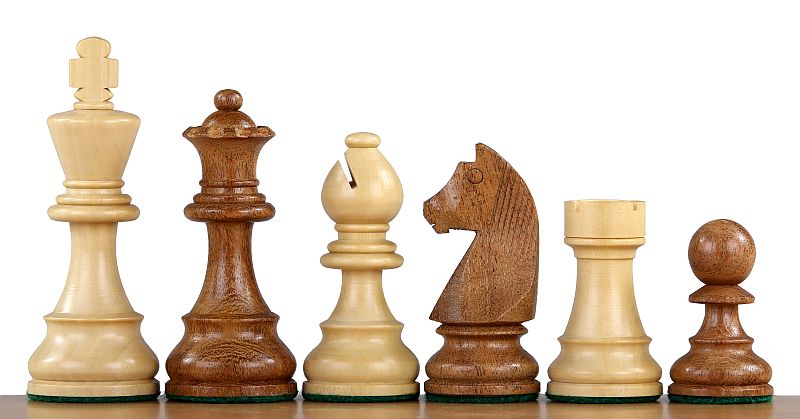 Pièces d'échecs German Knight en bois d'acacia et de buis - Taille 4,00 - Pièces d'échecs German Knight en bois d'acacia et de buis - Taille 4,00