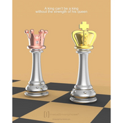 Porte clé - Dame Pièce échecs argentée et dorée